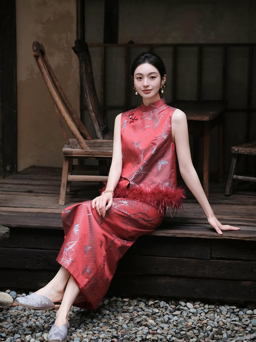 盛唐牡丹| 兰花纹真丝重缎宋锦半裙 商品图5