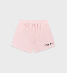 Sporty & Rich - Eden Script Terry Short - Pink Dolphin  - 女装 - 短裤 - 粉色