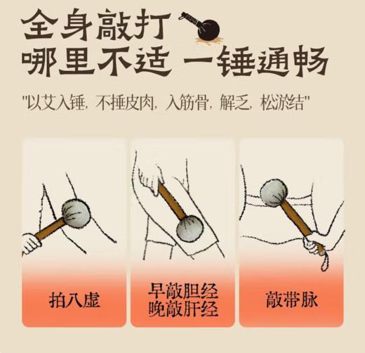 【热销】蔡氏福宁 艾草养生锤26CM1个  送礼 腰部肩颈背部按摩 捶经络 敲打 商品图3