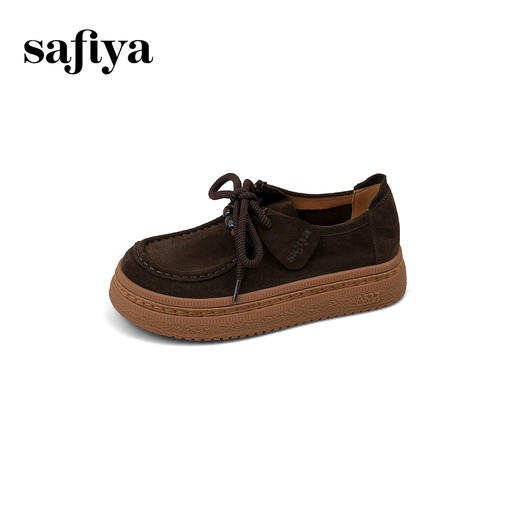 预售|Safiya/索菲娅2025学院风复古休闲系带百搭英伦厚底增高袋鼠鞋SFD3112441 商品图11