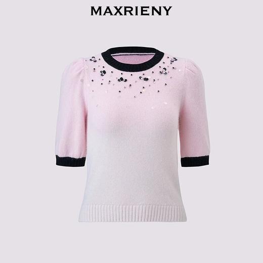 玛克门店发货：MAXRIENY撞边甜美精致钉珠修身套头毛衫女(货号:MC85SW774) 商品图4