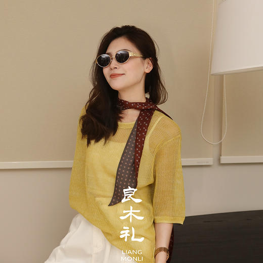 【预售7天】良木礼亚麻镂空上衣（X7425） 商品图0