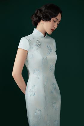 荷言HEYEN 问泉 桑蚕丝国风锦鲤印花旗袍手工金鱼盘扣高级定制