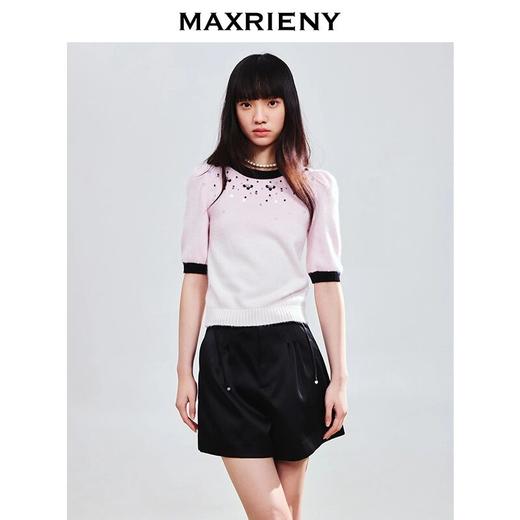 玛克门店发货：MAXRIENY撞边甜美精致钉珠修身套头毛衫女(货号:MC85SW774) 商品图2