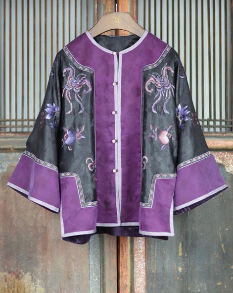 盛唐牡丹盛奢系列 | 真丝香云纱手绣对襟外套 商品图0