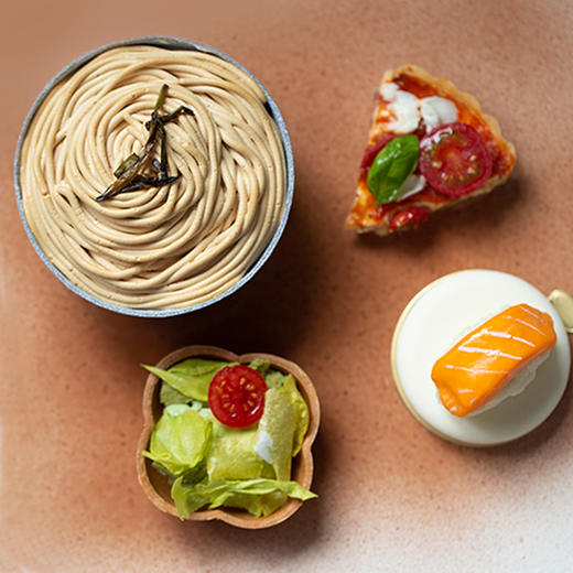 「一人食」“葱油拌面、蔬菜色拉、三文鱼寿司、披萨”定食 #创意甜品 商品图5