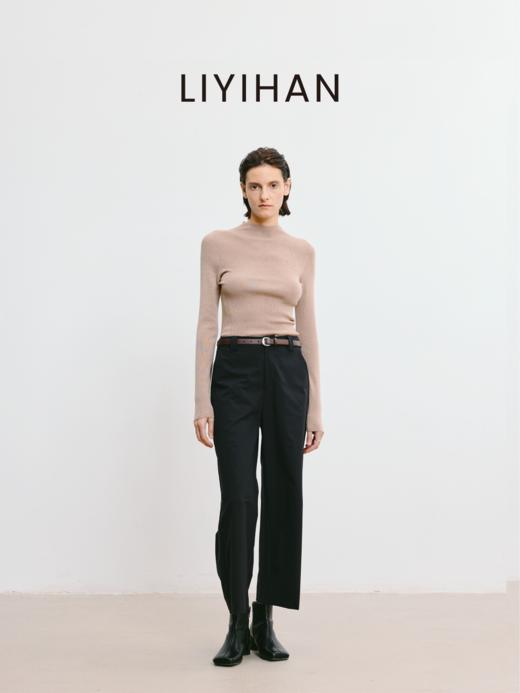 LIYIHAN 2025秋季新款醋酸羊绒圆领灰色打底衫女毛衣高级感针织衫 商品图2