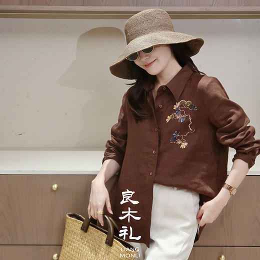【预售7天】良木礼亚麻钉珠衬衫（X7435） 商品图1