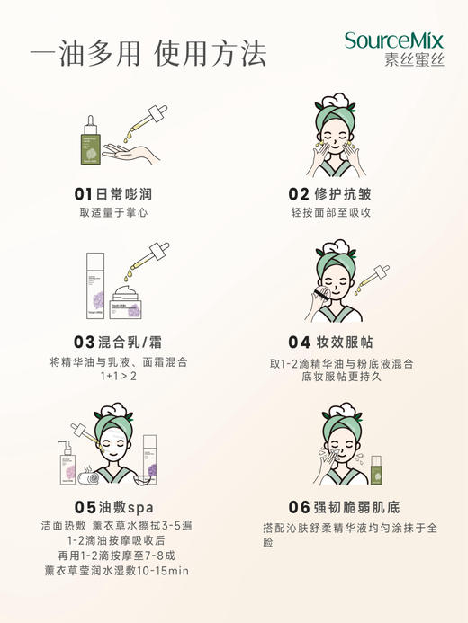 SourceMix素丝蜜丝面部瑜伽护理套装（洁面乳150ml+薰衣草水300ml+赋能精华油50ml） 商品图6