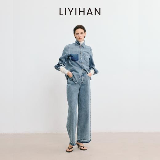 LIYIHAN 2025秋季新款复古通勤纯棉蓝色牛仔衬衫女套装小众设计感 商品图2