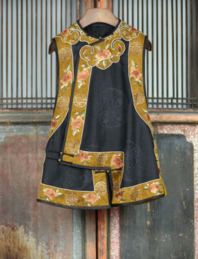 盛唐牡丹盛奢系列 | 真丝香云纱手绣如意偏襟马甲