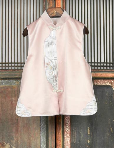 盛唐牡丹大师系列-卢梅红 | 绯绡丝毛手绣偏襟马甲 商品图0