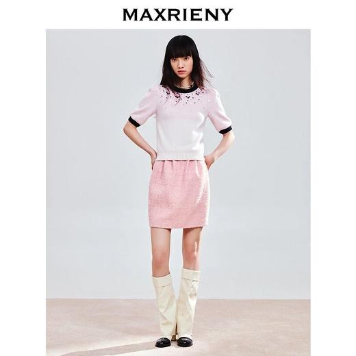 玛克门店发货：MAXRIENY撞边甜美精致钉珠修身套头毛衫女(货号:MC85SW774) 商品图1