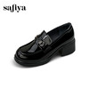 预售|Safiya/索菲娅2025一脚蹬时尚漆皮高跟厚底百搭深口英伦乐福鞋SFD3112110 商品缩略图10