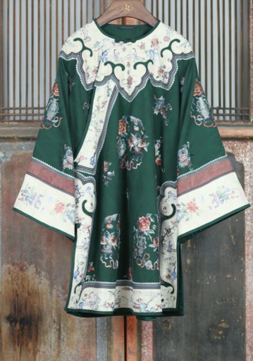 盛唐牡丹盛奢系列 | 真丝香云纱手绣偏襟外套-绿色 商品图0