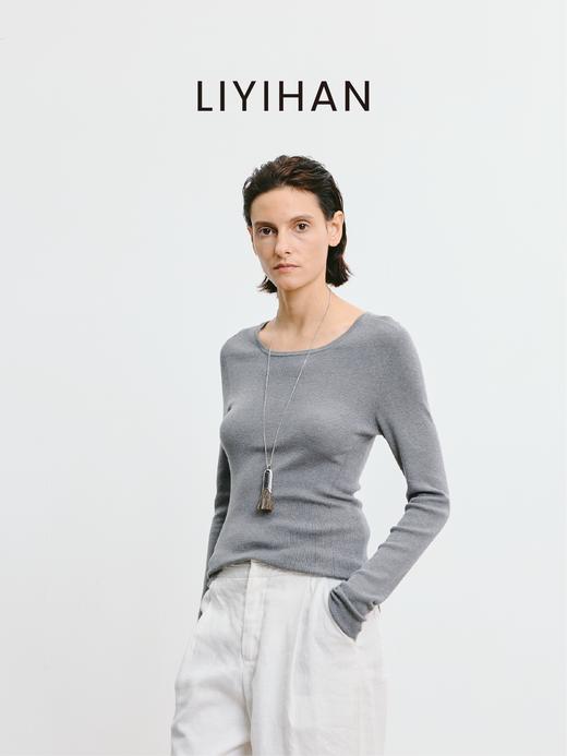 LIYIHAN 2025秋季新款醋酸羊绒圆领打底衫女毛衣高级感针织衫 商品图2