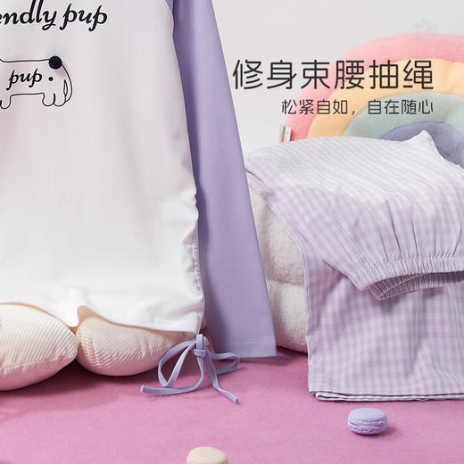 奶糖派墩墩尾睡衣女小狗圆领款宽松舒适可外穿家居服套装 商品图3