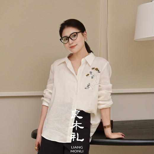 【预售7天】良木礼亚麻钉珠衬衫（X7435） 商品图0