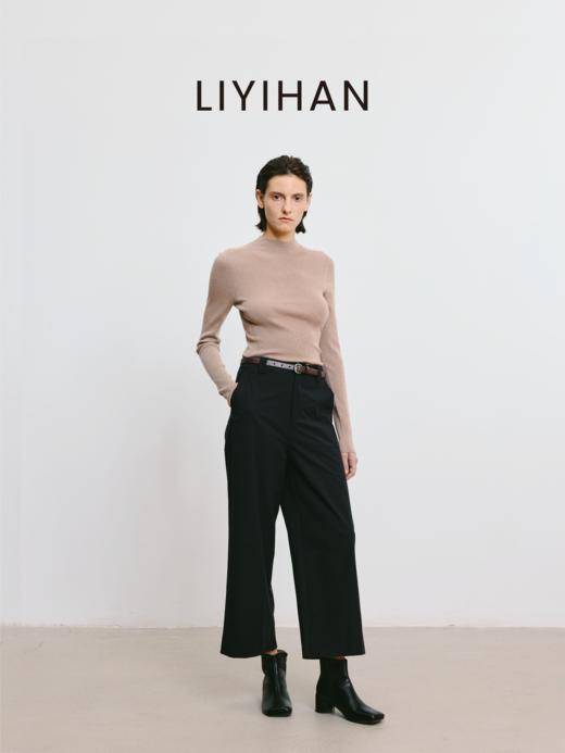 LIYIHAN 2025秋季新款醋酸羊绒圆领灰色打底衫女毛衣高级感针织衫 商品图3