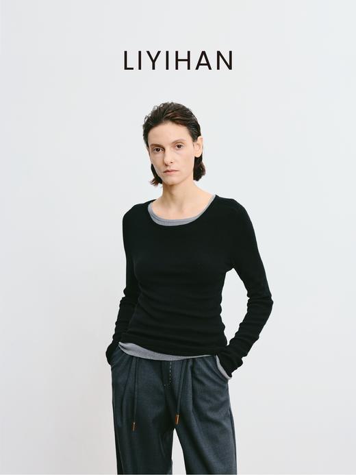 LIYIHAN 2025秋季新款醋酸羊绒圆领打底衫女毛衣高级感针织衫 商品图4