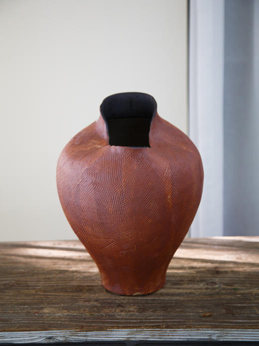 手工棕色异口花瓶 商品图1