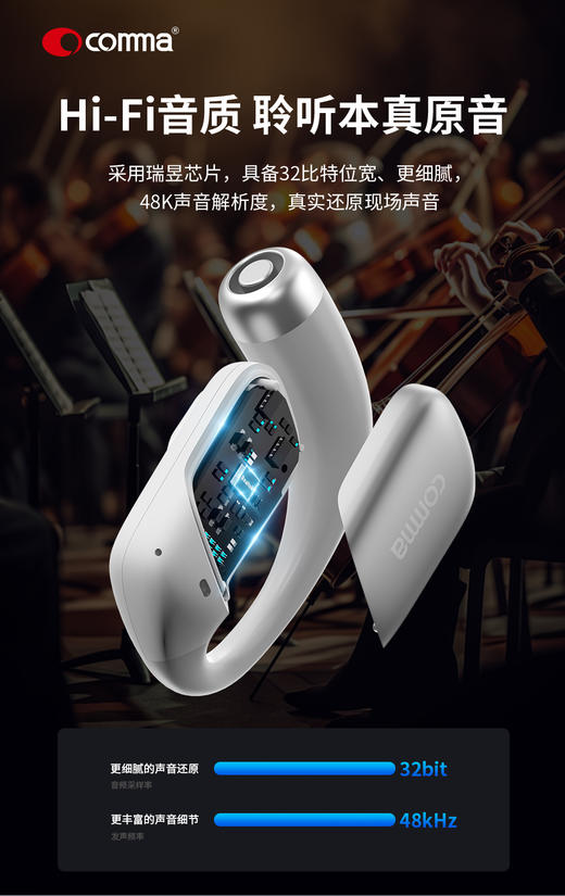 comma 极越系列AI开放式翻译耳机 商品图3