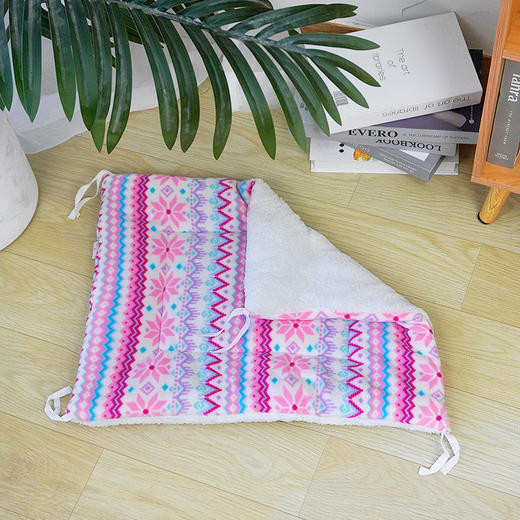 严选宠物垫子冬季保暖加绒带绑带粉色枫叶款通用透气小中大型犬狗床猫垫子宠物垫狗垫子1个 商品图0