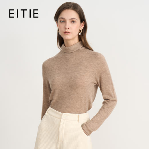 同款下架-【薄款打底针织衫】EITIE爱特爱舒适羊毛高领保暖内搭秋新款针织衫C2501810 商品图6