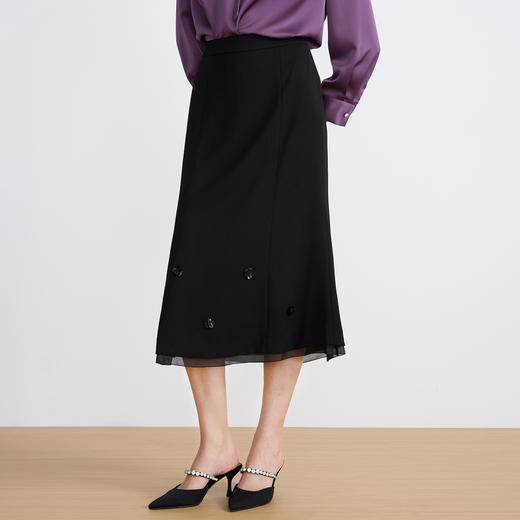 EITIE爱特爱气质通勤优雅ol精致鱼尾高腰显瘦秋季新款半裙C2506804 商品图1