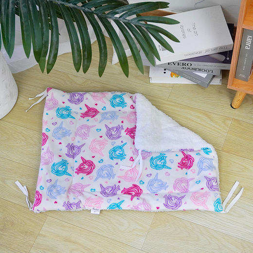 严选宠物垫子冬季保暖加绒带绑带独角兽款通用透气小中大型犬狗床猫垫子宠物垫狗垫子1个 商品图0