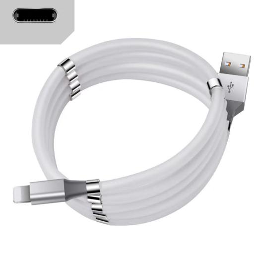 严选磁吸收纳数据线充电线快充线【1米-10磁】苹果扁头 新款魔绳硅胶1条 商品图1