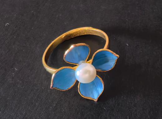 花丝镶嵌银鎏金纯手工   (绣球花戒指） 商品图0