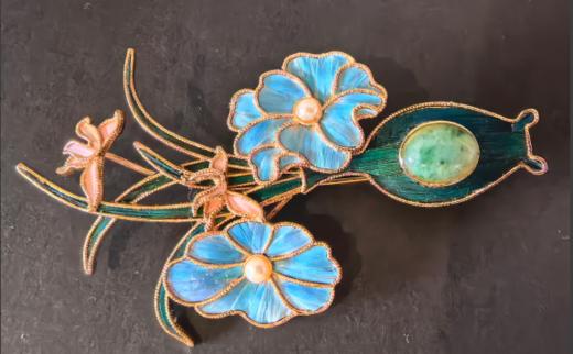花丝镶嵌(荷花胸针） 翡翠 商品图0