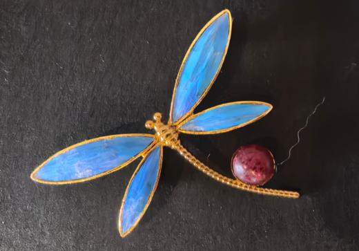 花丝镶嵌-蜻蜓胸针-老红宝石 商品图0