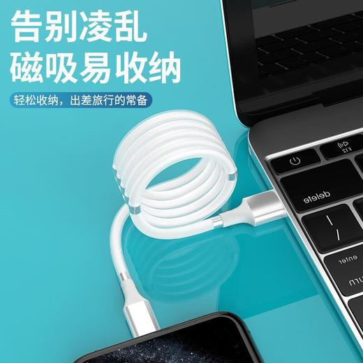 严选磁吸收纳数据线充电线快充线【1米-10磁】苹果扁头 新款魔绳硅胶1条 商品图3