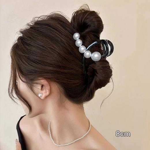 珍珠发卡约8cm抓夹女后脑勺发夹头饰夹子高级鲨鱼夹1个 商品图0