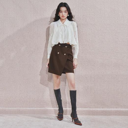 MAXRIENY2025秋冬新款复古气质通勤包臀A字半裙双排扣收腰显瘦 商品图1