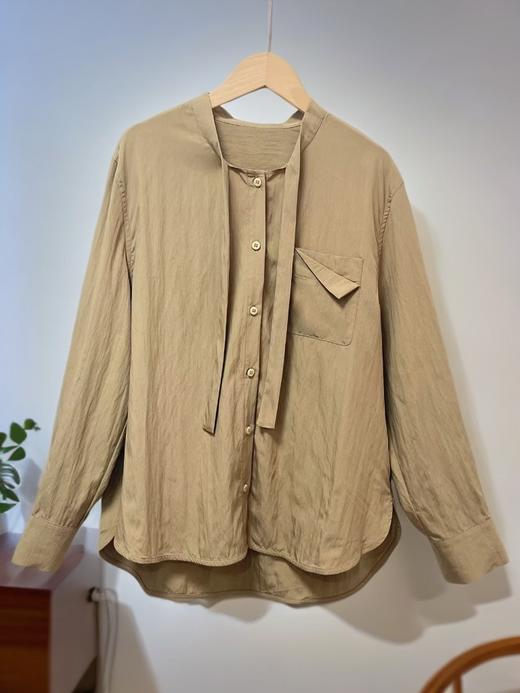 女王节抢购价-不支持退【自营】冰点价！退货勿拍7962灰咖系带设计感长袖衬衫-喜出 商品图4