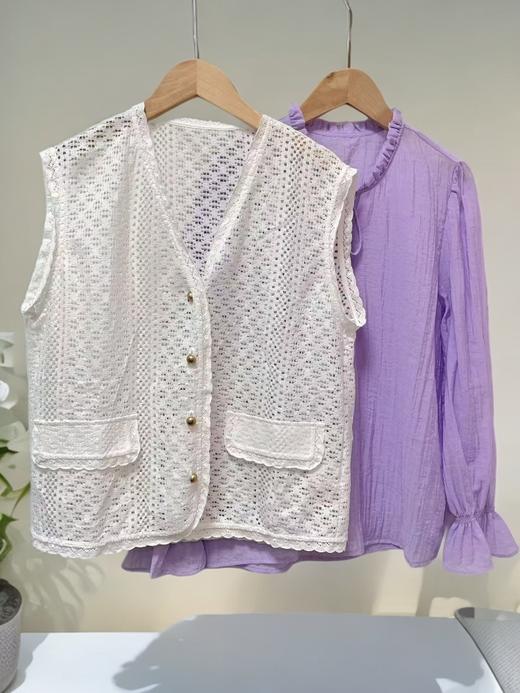 冰点价！仅限11.11！退货勿拍（两件套）木耳边马甲长袖薄款套装-喜出 商品图2