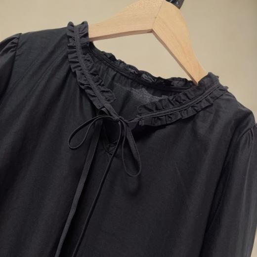 【早秋特卖】天丝剪标系带压皱花边领长袖衬衫-喜出 商品图3