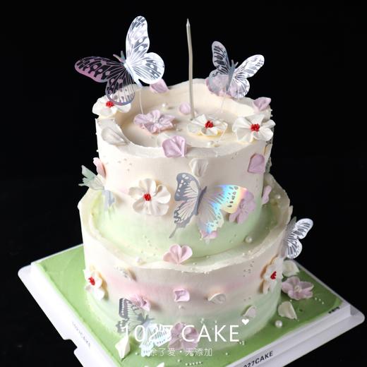 1027CAKE |  粉绿色  裱花蛋糕  春日蝴蝶 商品图1