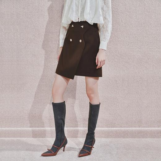 MAXRIENY2025秋冬新款复古气质通勤包臀A字半裙双排扣收腰显瘦 商品图2