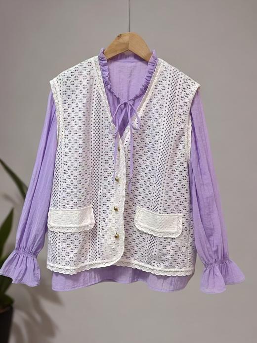 冰点价！仅限11.11！退货勿拍（两件套）木耳边马甲长袖薄款套装-喜出 商品图1