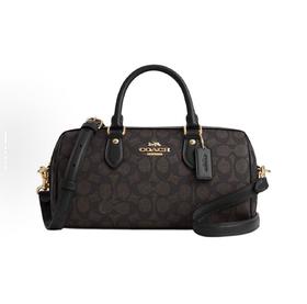 COACH Rowan 26斜挎单肩手提包 中号 女款 胡桃木拼黑色