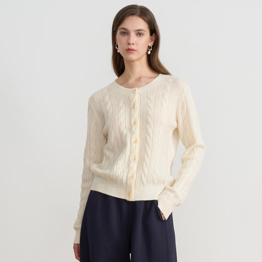 同款下架-【慵懒感羊毛针织开衫】EITIE爱特爱厚重柔软百搭秋季新款针织衫D2501911 商品图5