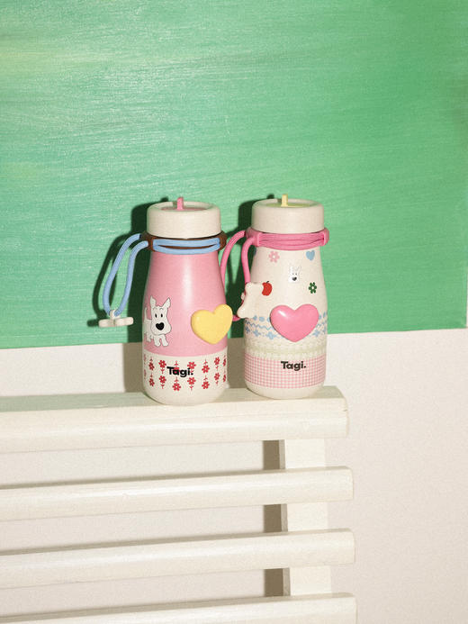 Tagi 爱心小狗散步吸管杯 620ml 怦怦爱心机灵大容量保温杯不锈钢吸管杯 商品图1