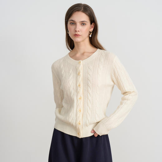 同款下架-【慵懒感羊毛针织开衫】EITIE爱特爱厚重柔软百搭秋季新款针织衫D2501911 商品图9