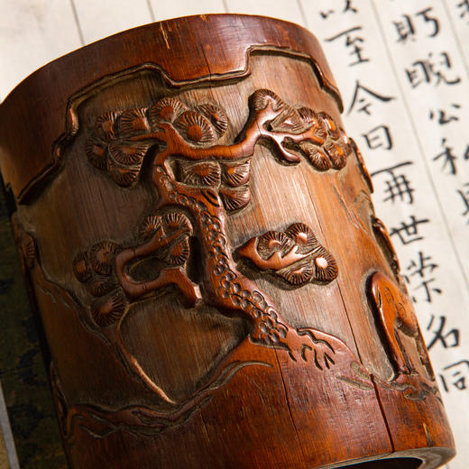 民国竹雕老笔筒 商品图4