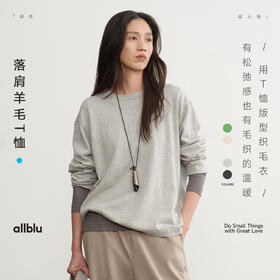 【秋Vol.4】allblu女装【绵绵衫】25春"质朴之美"环保棉羊毛毛织长袖T恤圆领ZY