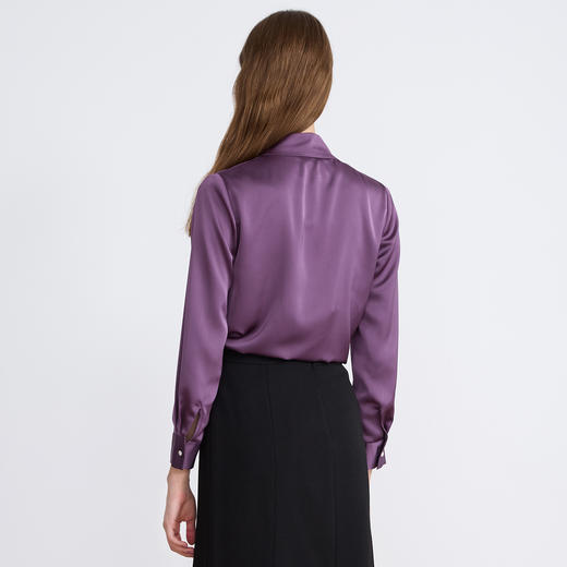 EITIE爱特爱气质抽绳木耳领直筒显瘦秋新款缎面衬衫上衣C2513826 商品图4